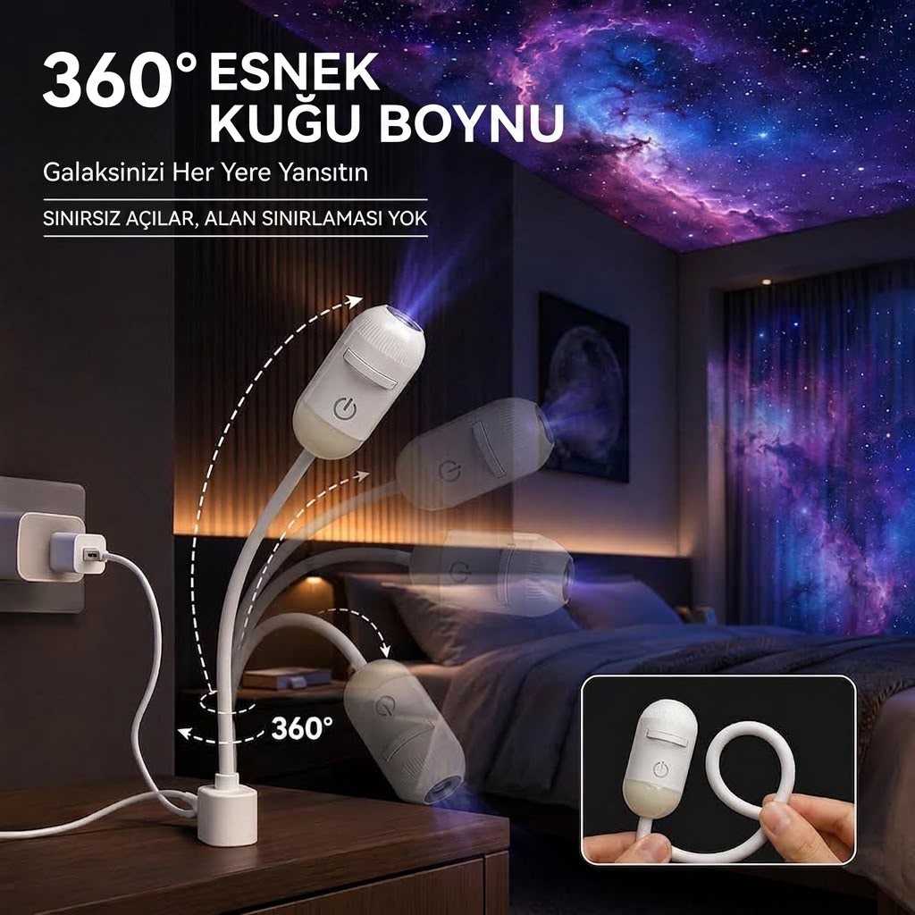 360° Galaxy Yıldız Projektörü